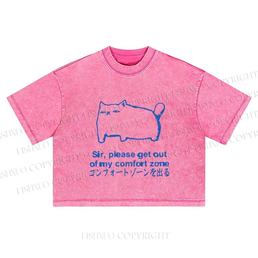 Get out of my comfort zone Funny Cat Washed Cropped T-Shirt