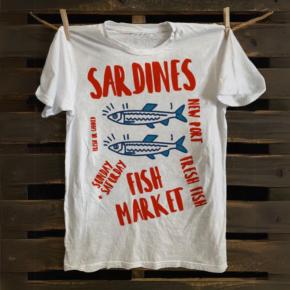 Vintage Fish Sardines Art Print T-Shirt