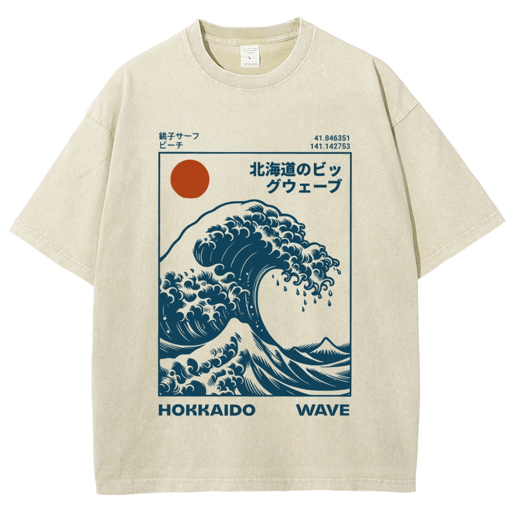 Hokkaido Wave Japan Washed T-Shirt