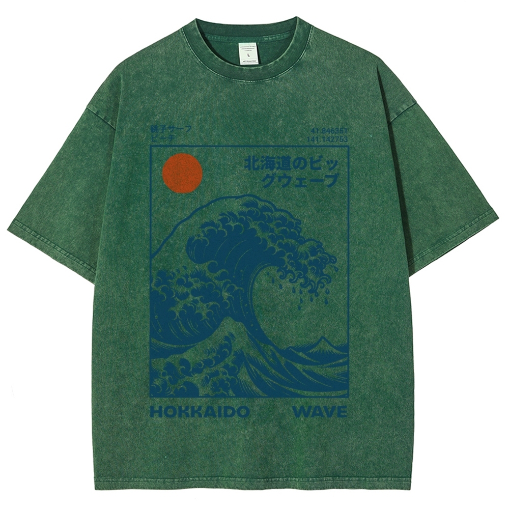Hokkaido Wave Japan Washed T-Shirt