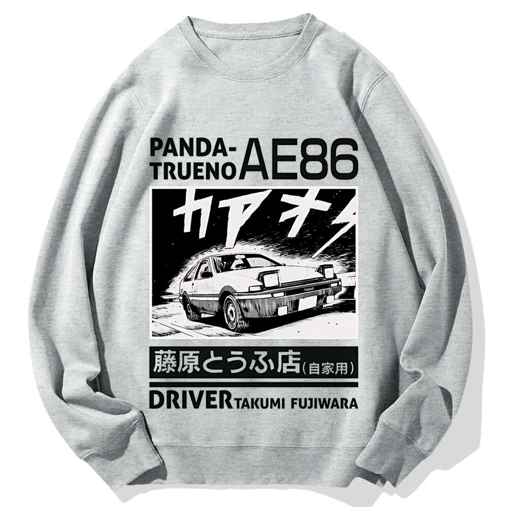 Initial D Panda Trueno AE86 Mt Akina Takumi Fujiwara Japanese Racing Car Cotton Sweatshirt