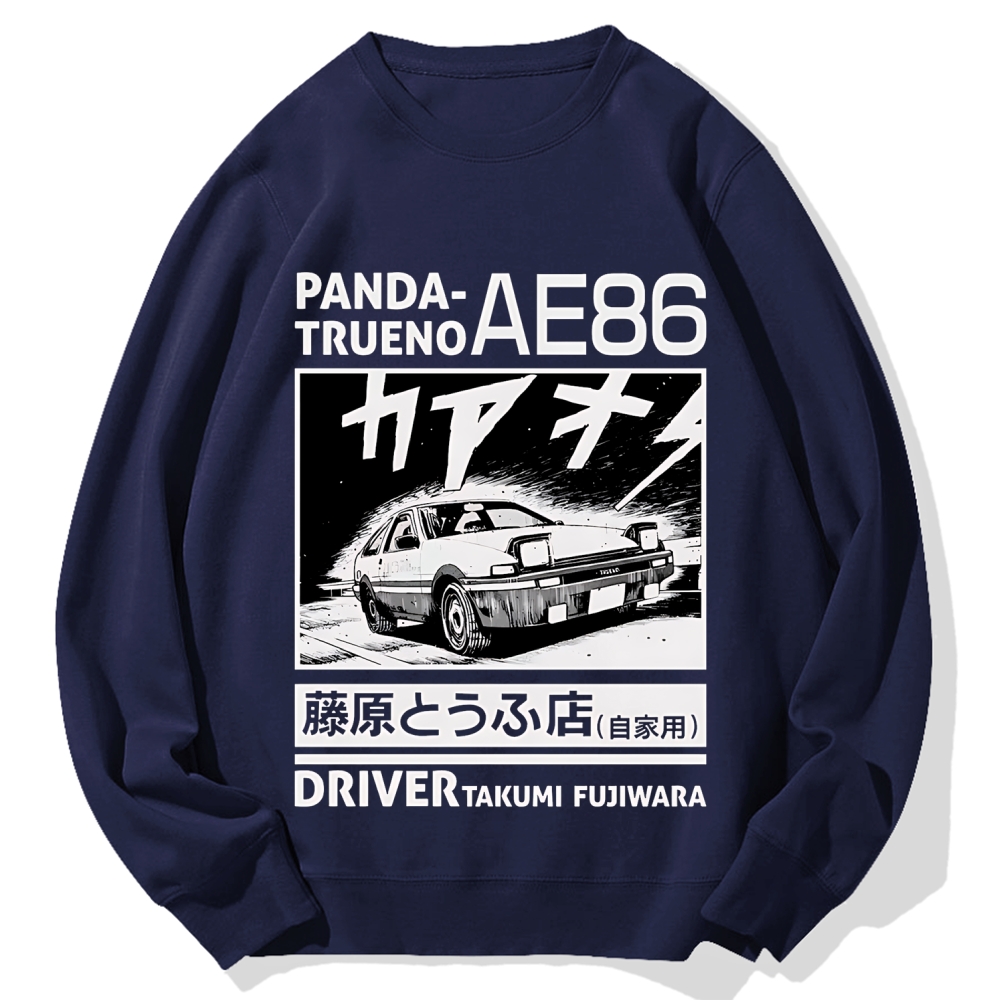 Initial D Panda Trueno AE86 Mt Akina Takumi Fujiwara Japanese Racing Car Cotton Sweatshirt