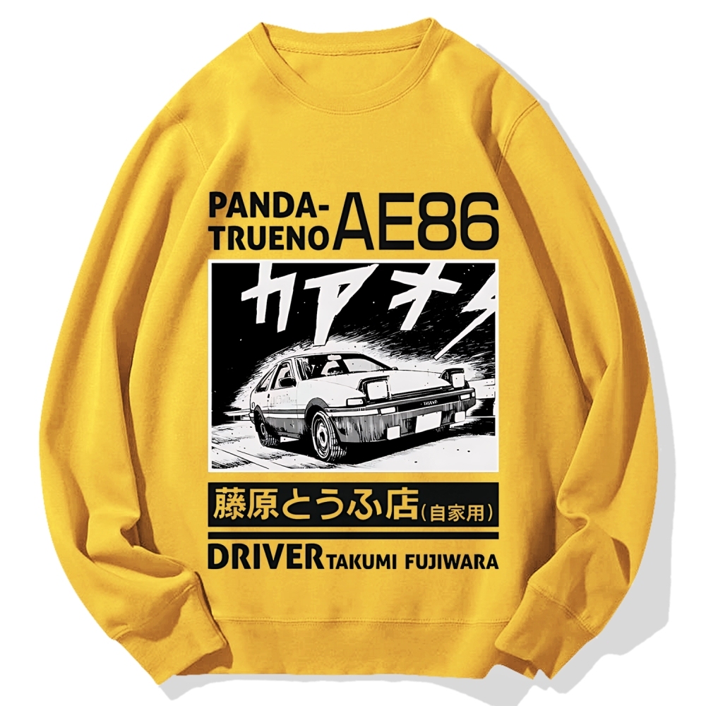 Initial D Panda Trueno AE86 Mt Akina Takumi Fujiwara Japanese Racing Car Cotton Sweatshirt