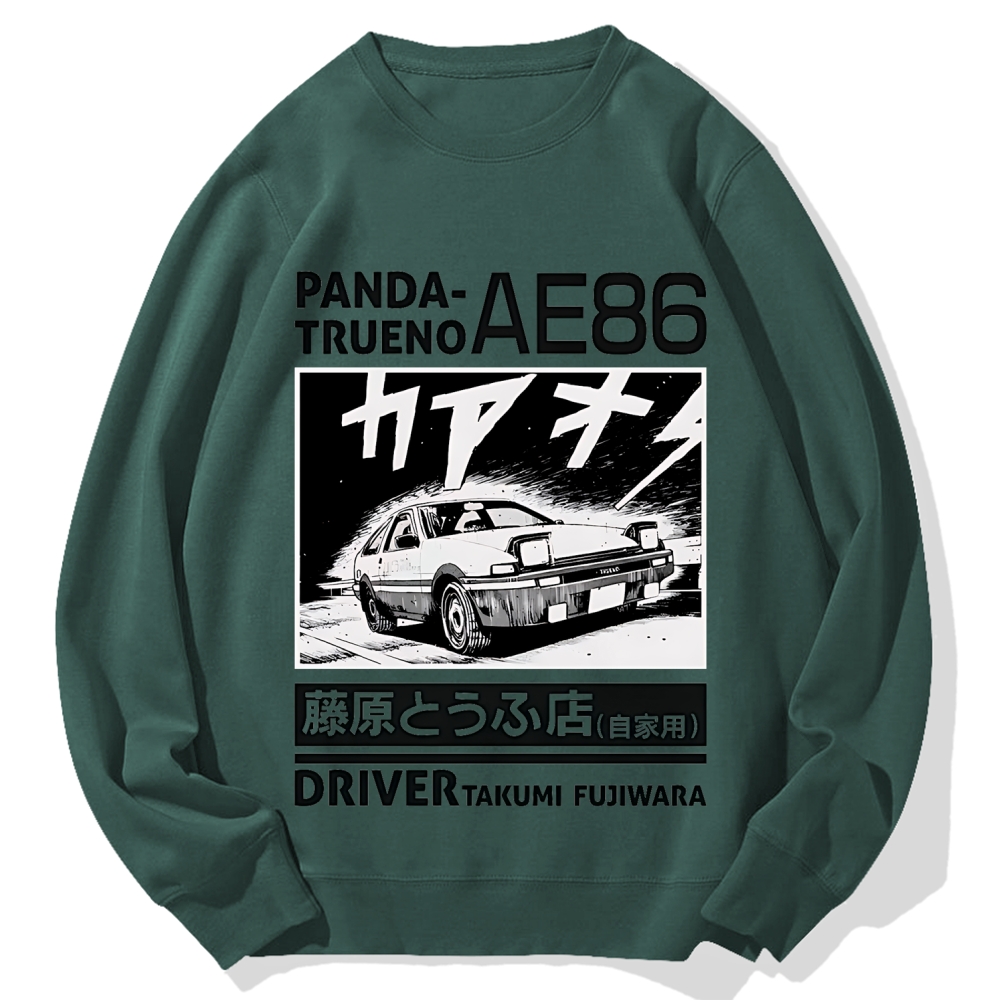 Initial D Panda Trueno AE86 Mt Akina Takumi Fujiwara Japanese Racing Car Cotton Sweatshirt