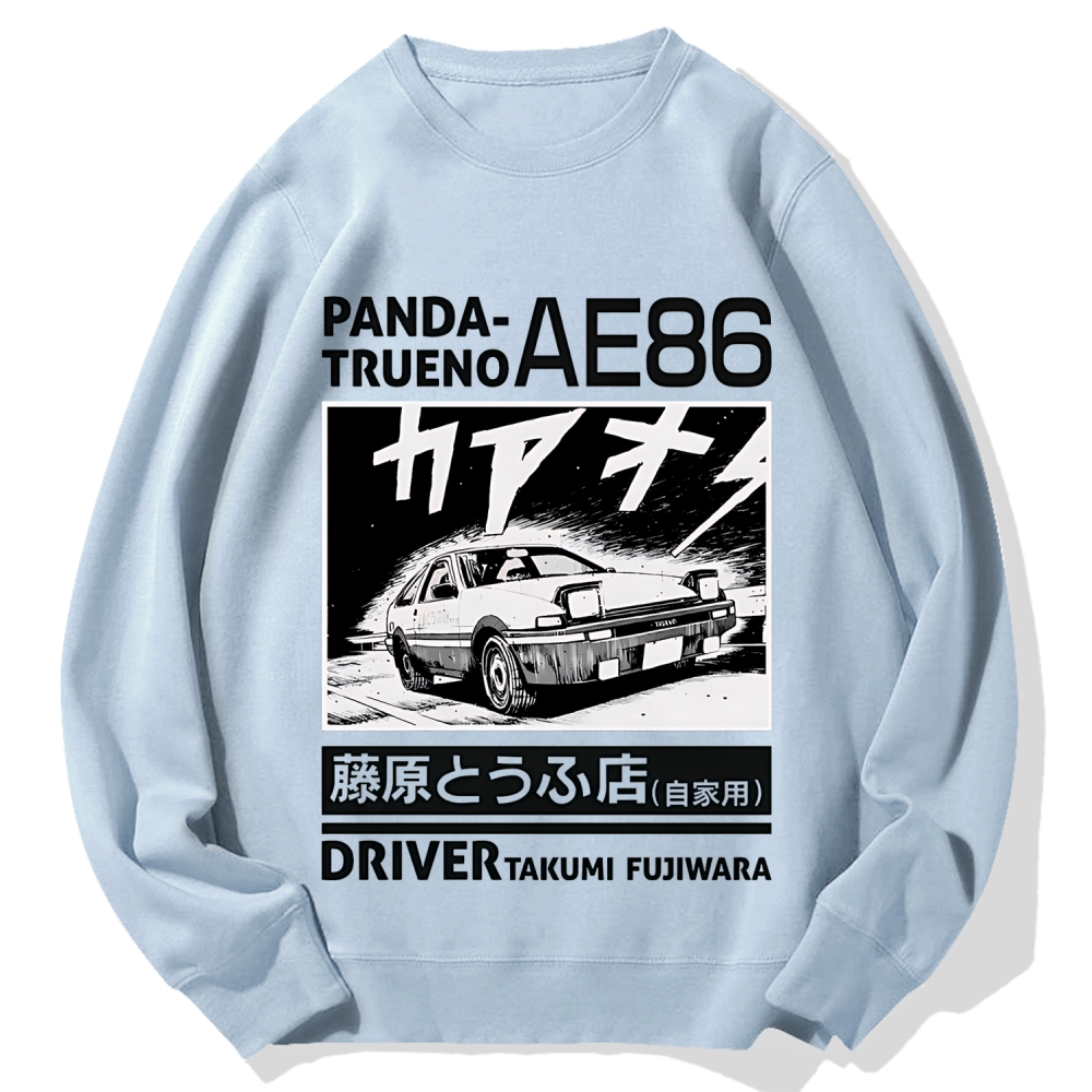 Initial D Panda Trueno AE86 Mt Akina Takumi Fujiwara Japanese Racing Car Cotton Sweatshirt