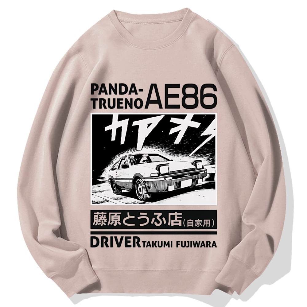 Initial D Panda Trueno AE86 Mt Akina Takumi Fujiwara Japanese Racing Car Cotton Sweatshirt