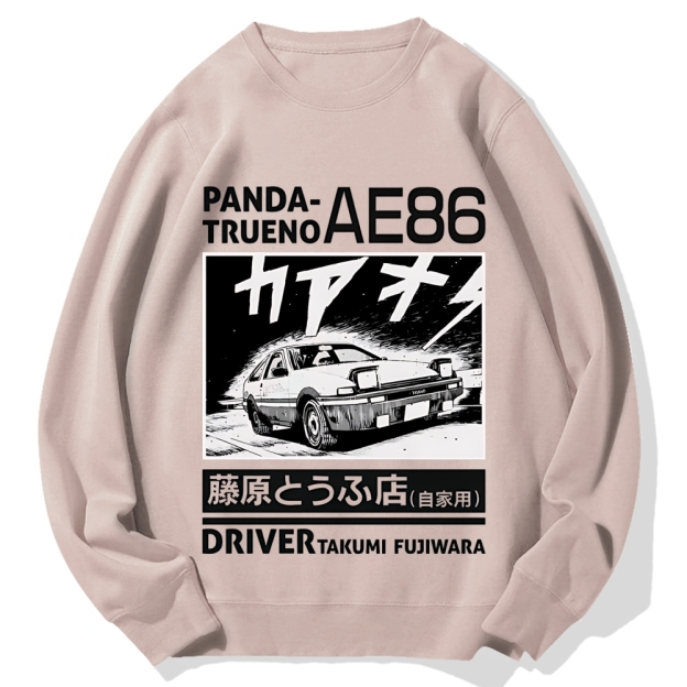 Initial D Panda Trueno AE86 Mt Akina Takumi Fujiwara Japanese Racing Car Cotton Sweatshirt