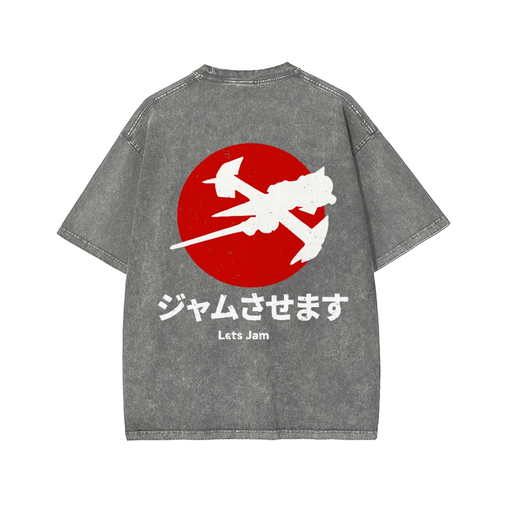 Unisex Cowboy Bebop Farm Vintage Wash Japanese Front And Back Printed Washed Tee