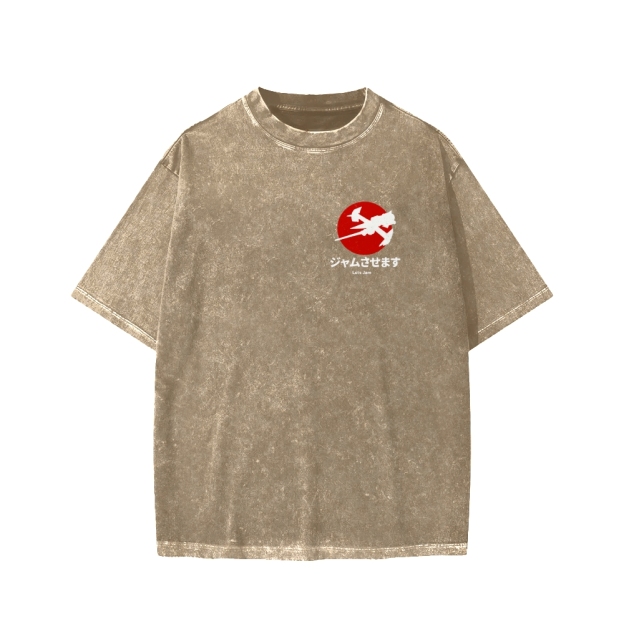 Unisex Cowboy Bebop Farm Vintage Wash Japanese Front And Back Printed Washed Tee