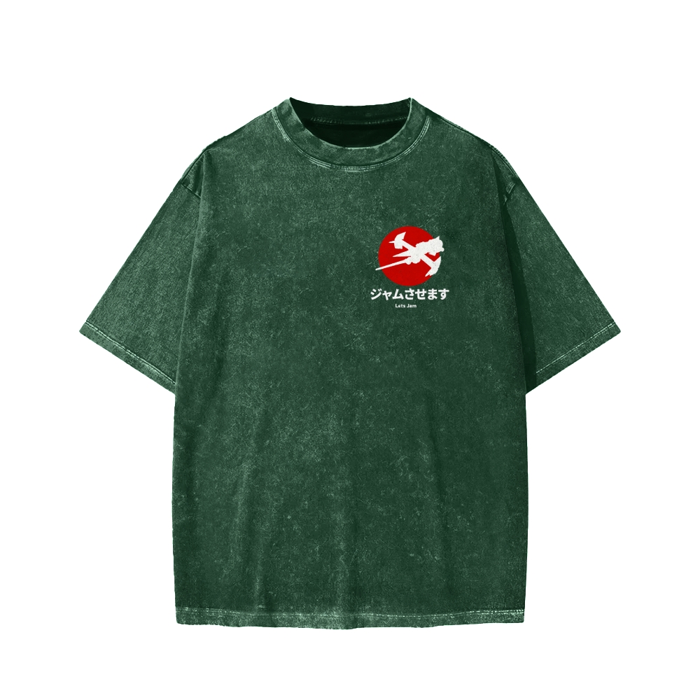 Unisex Cowboy Bebop Farm Vintage Wash Japanese Front And Back Printed Washed Tee