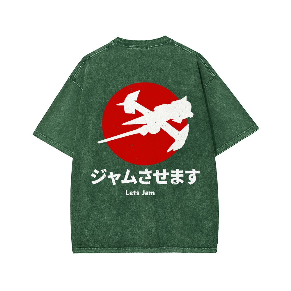 Unisex Cowboy Bebop Farm Vintage Wash Japanese Front And Back Printed Washed Tee