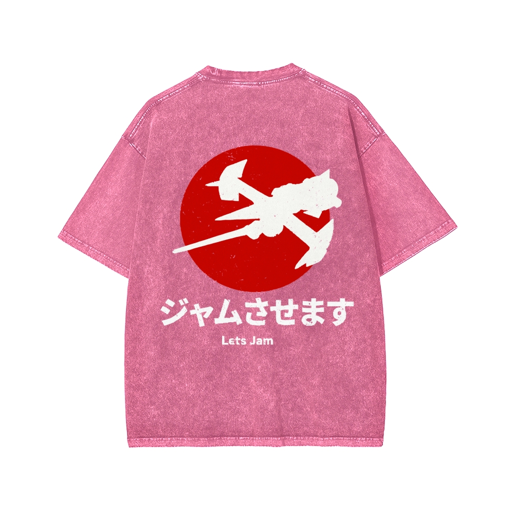Unisex Cowboy Bebop Farm Vintage Wash Japanese Front And Back Printed Washed Tee
