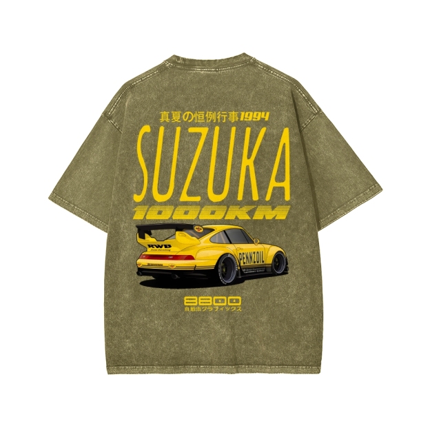 Suzuka 1994 Front And Back Printing Washed T-shirt