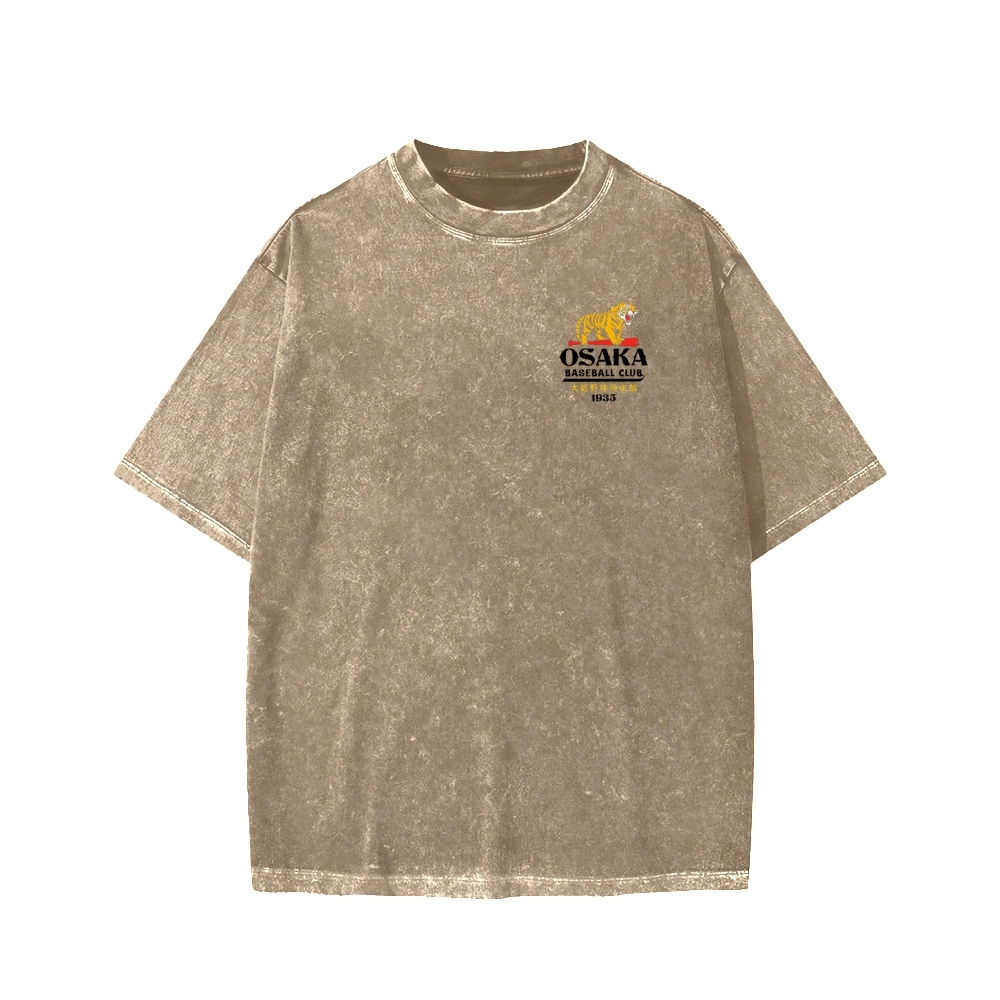 Unisex Osaka Tiger Baseball Club Front And Back Printed Washed Tee