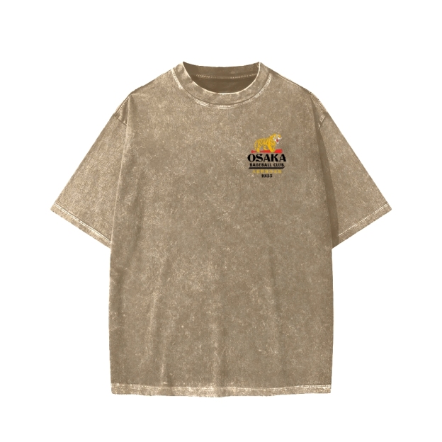 Unisex Osaka Tiger Baseball Club Front And Back Printed Washed Tee
