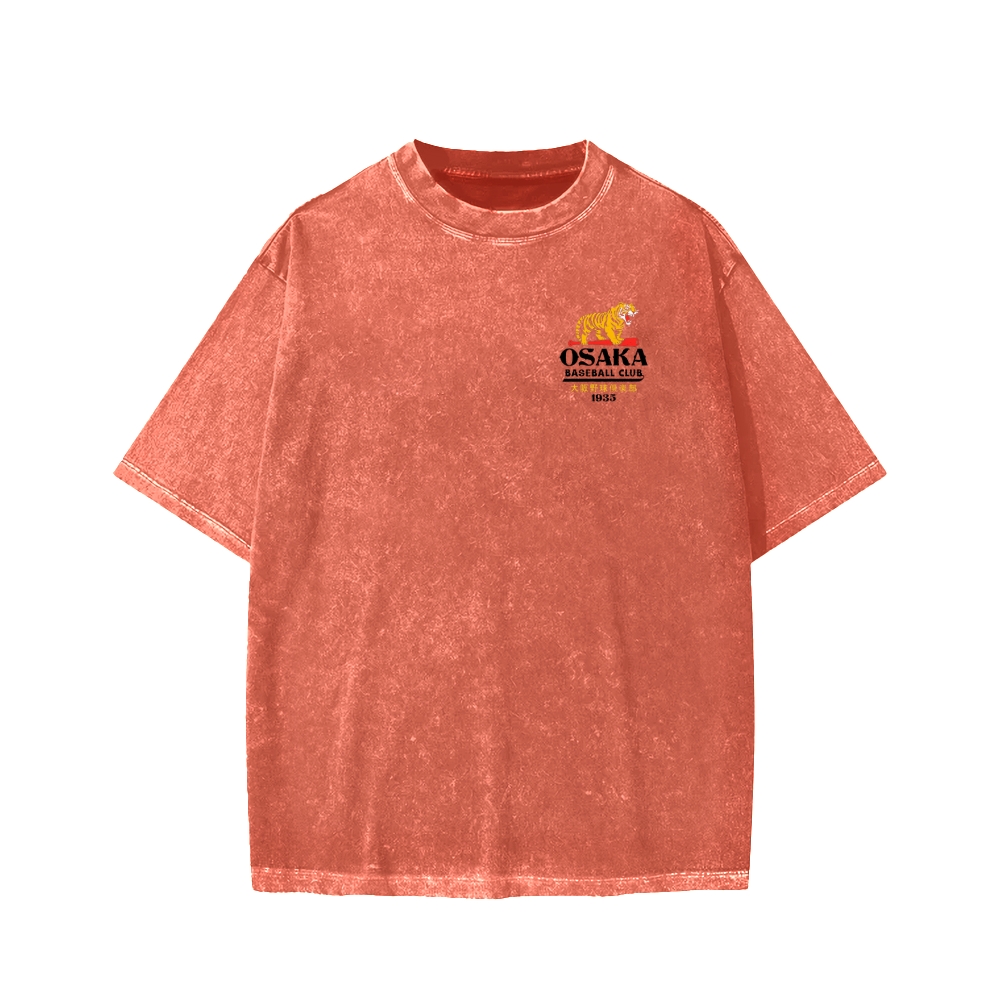 Unisex Osaka Tiger Baseball Club Front And Back Printed Washed Tee