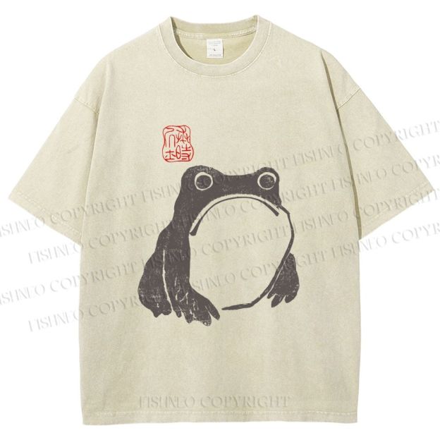 Unisex Matsumoto Hoji Woodblock Frog Printed Washed Tee