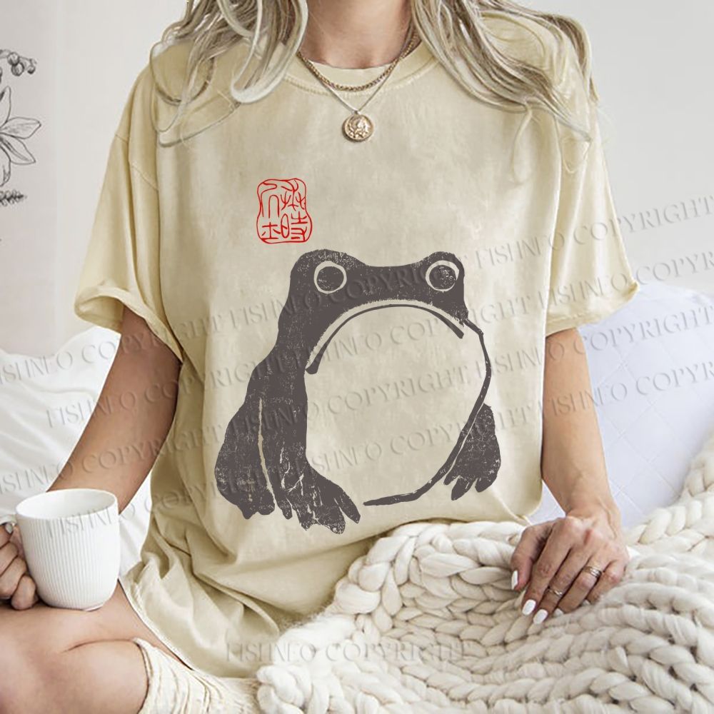 Unisex Matsumoto Hoji Woodblock Frog Printed Washed Tee