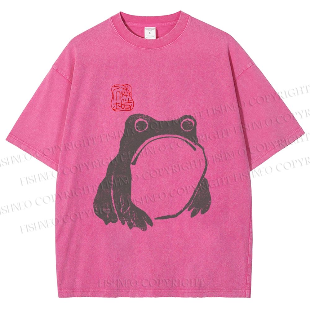 Unisex Matsumoto Hoji Woodblock Frog Printed Washed Tee