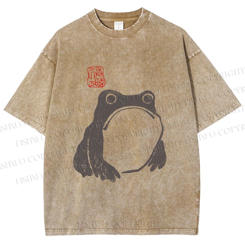 Unisex Matsumoto Hoji Woodblock Frog Printed Washed Tee