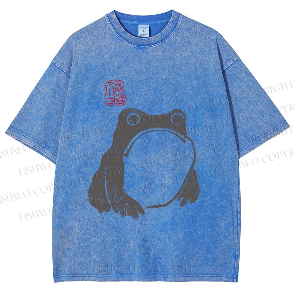 Unisex Matsumoto Hoji Woodblock Frog Printed Washed Tee