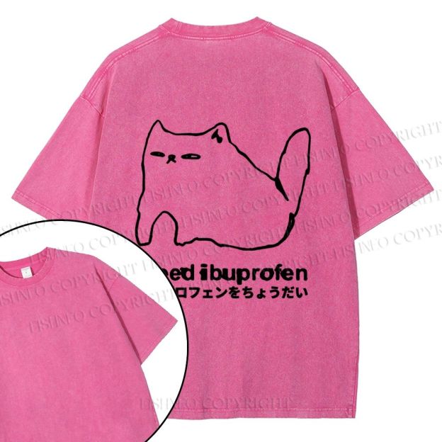 Unisex I need ibuprofen Cat Vintage Design Back Washed Tee
