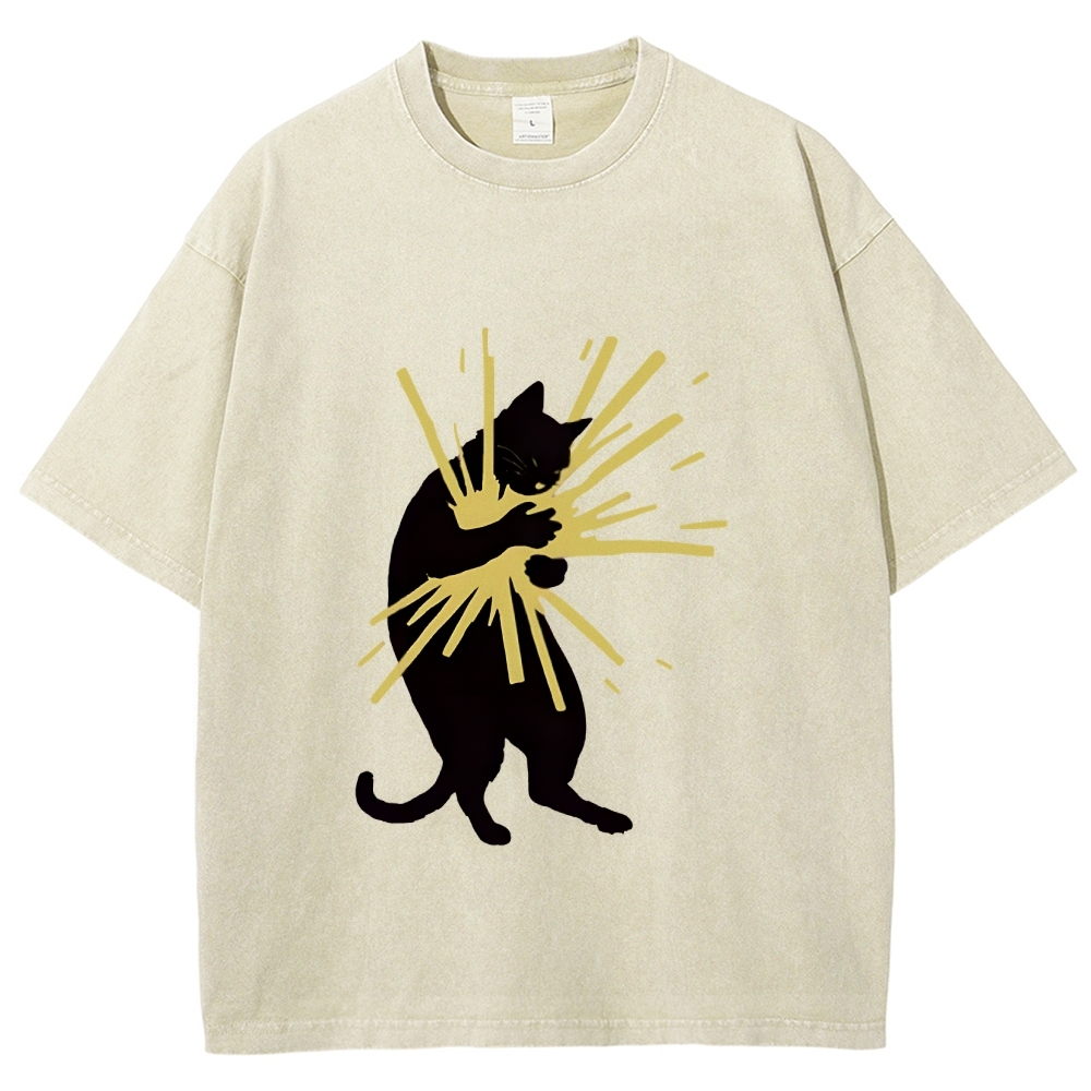 Cat Holding Light Washed T-Shirt