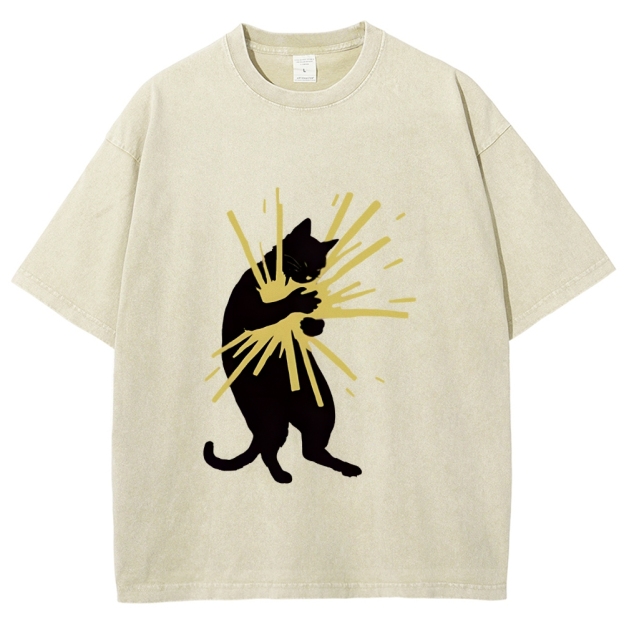 Cat Holding Light Washed T-Shirt