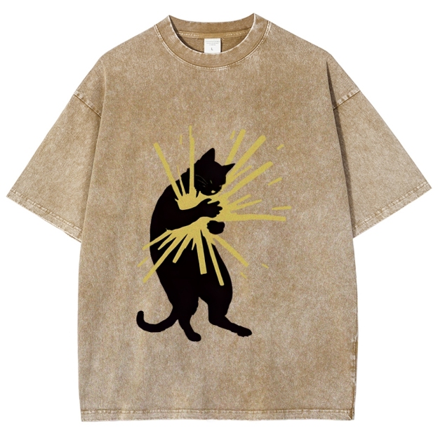 Cat Holding Light Washed T-Shirt