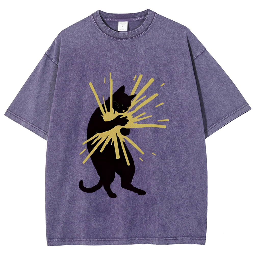 Cat Holding Light Washed T-Shirt