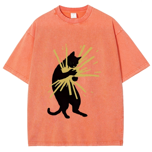 Cat Holding Light Washed T-Shirt