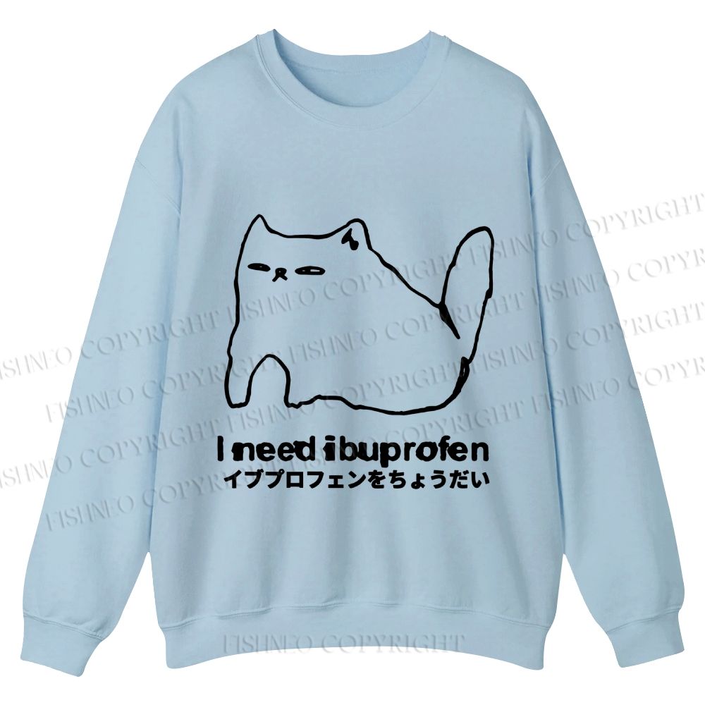 Casual I need ibuprofen Cat Vintage Crewneck Sweatshirt