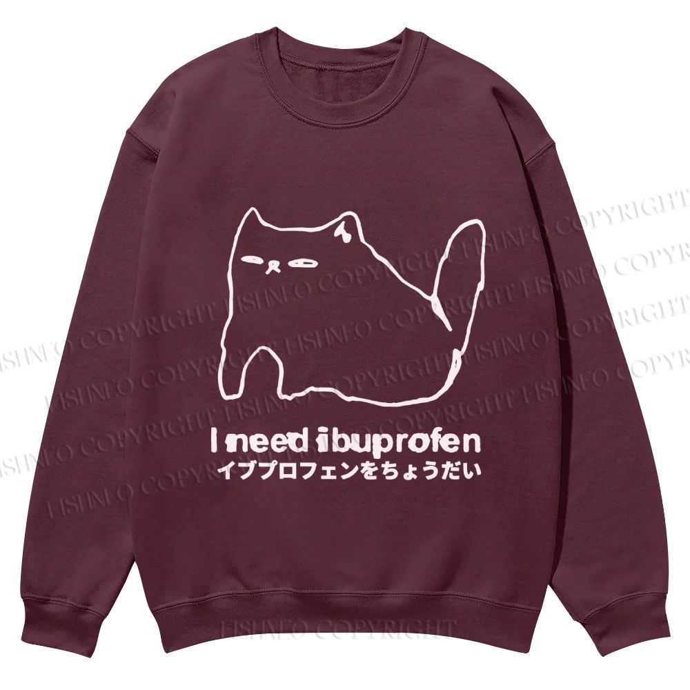 Casual I need ibuprofen Cat Vintage Crewneck Sweatshirt