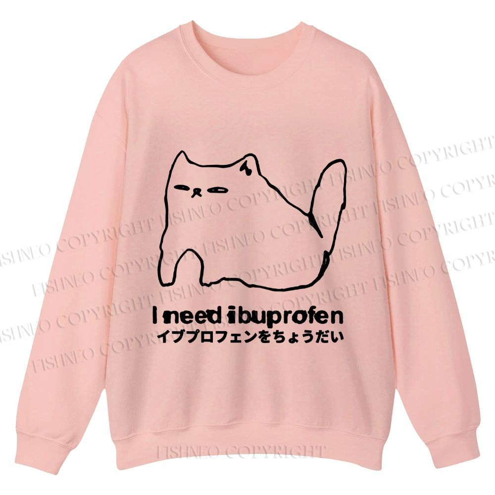Casual I need ibuprofen Cat Vintage Crewneck Sweatshirt