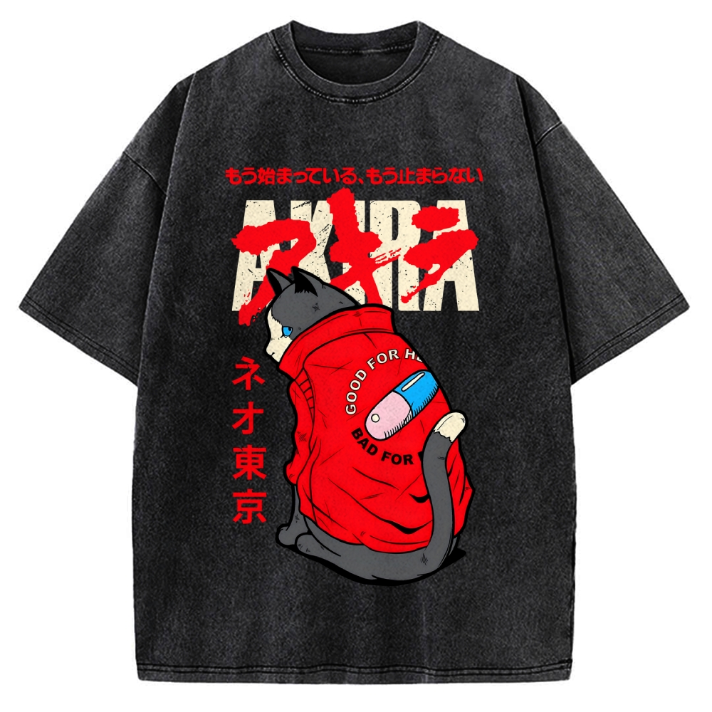 Neo Tokyo Cat Vintage Washed T-shirt