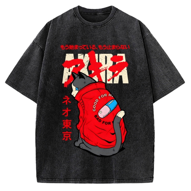 Neo Tokyo Cat Vintage Washed T-shirt