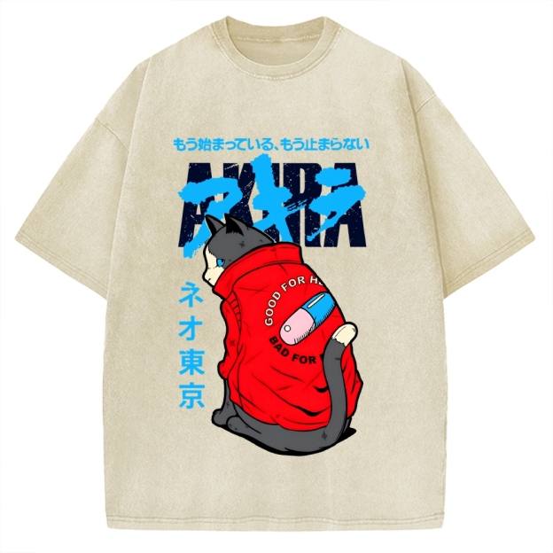 Neo Tokyo Cat Vintage Washed T-shirt