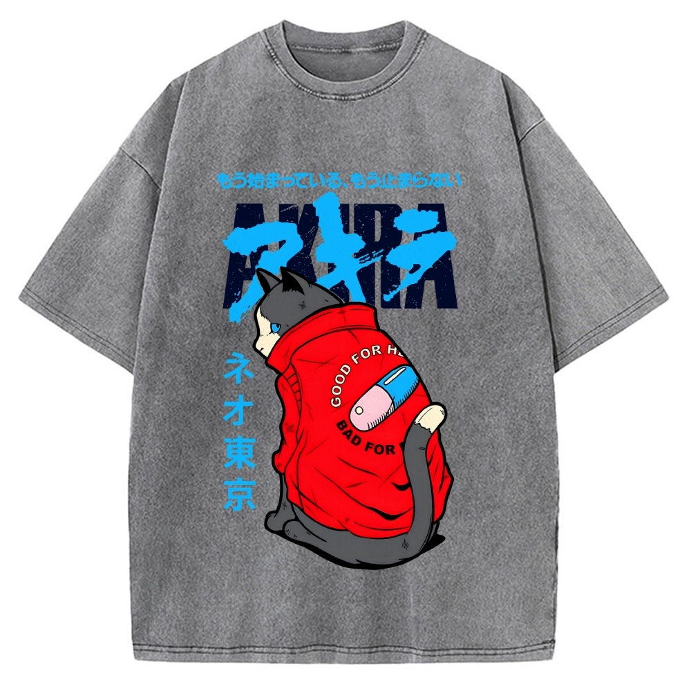 Neo Tokyo Cat Vintage Washed T-shirt
