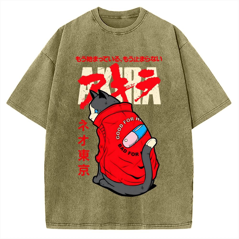 Neo Tokyo Cat Vintage Washed T-shirt