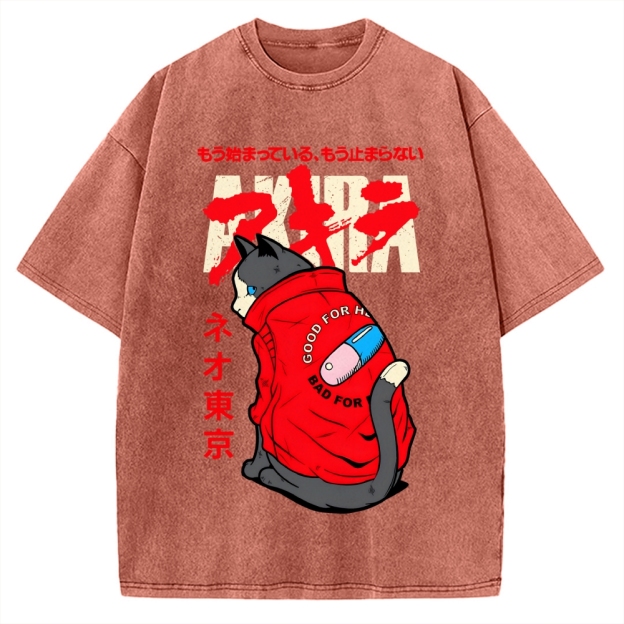 Neo Tokyo Cat Vintage Washed T-shirt