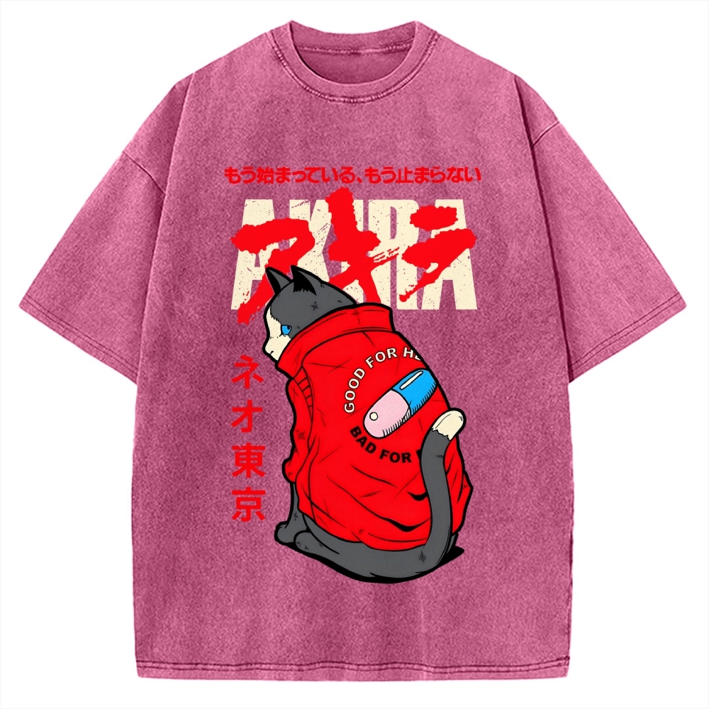 Neo Tokyo Cat Vintage Washed T-shirt