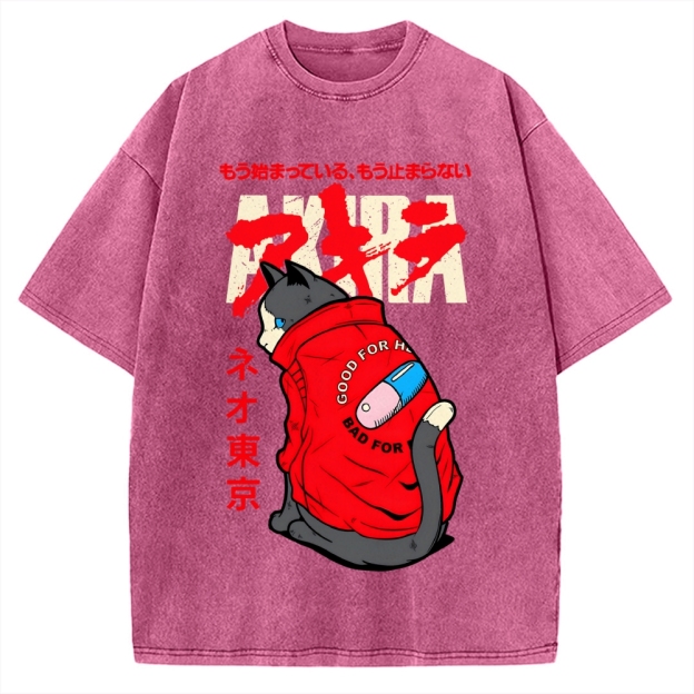 Neo Tokyo Cat Vintage Washed T-shirt