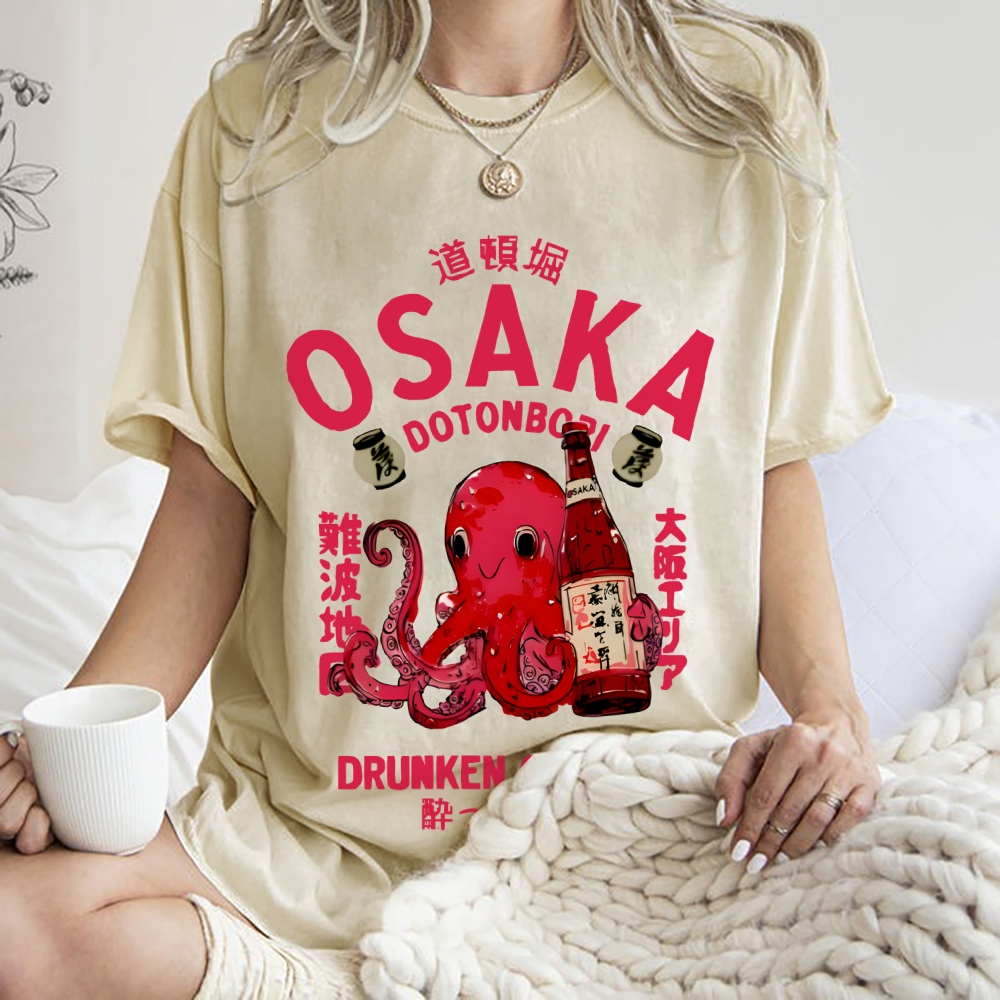 Drunken Octopus Dotonbori Osaka Vintage Washed T-shirt