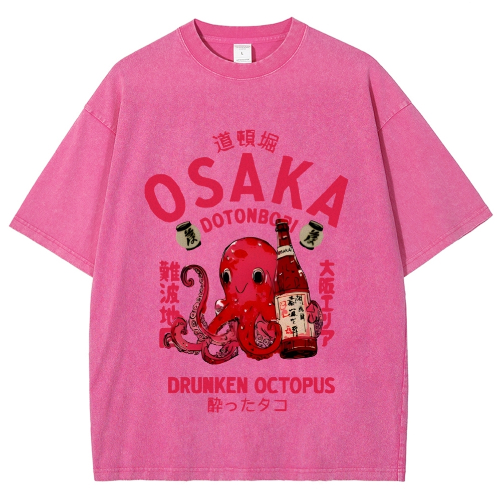 Drunken Octopus Dotonbori Osaka Vintage Washed T-shirt