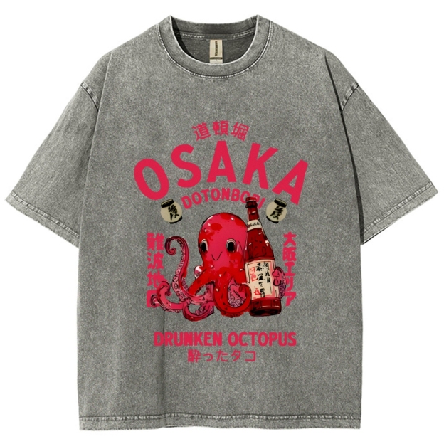 Drunken Octopus Dotonbori Osaka Vintage Washed T-shirt