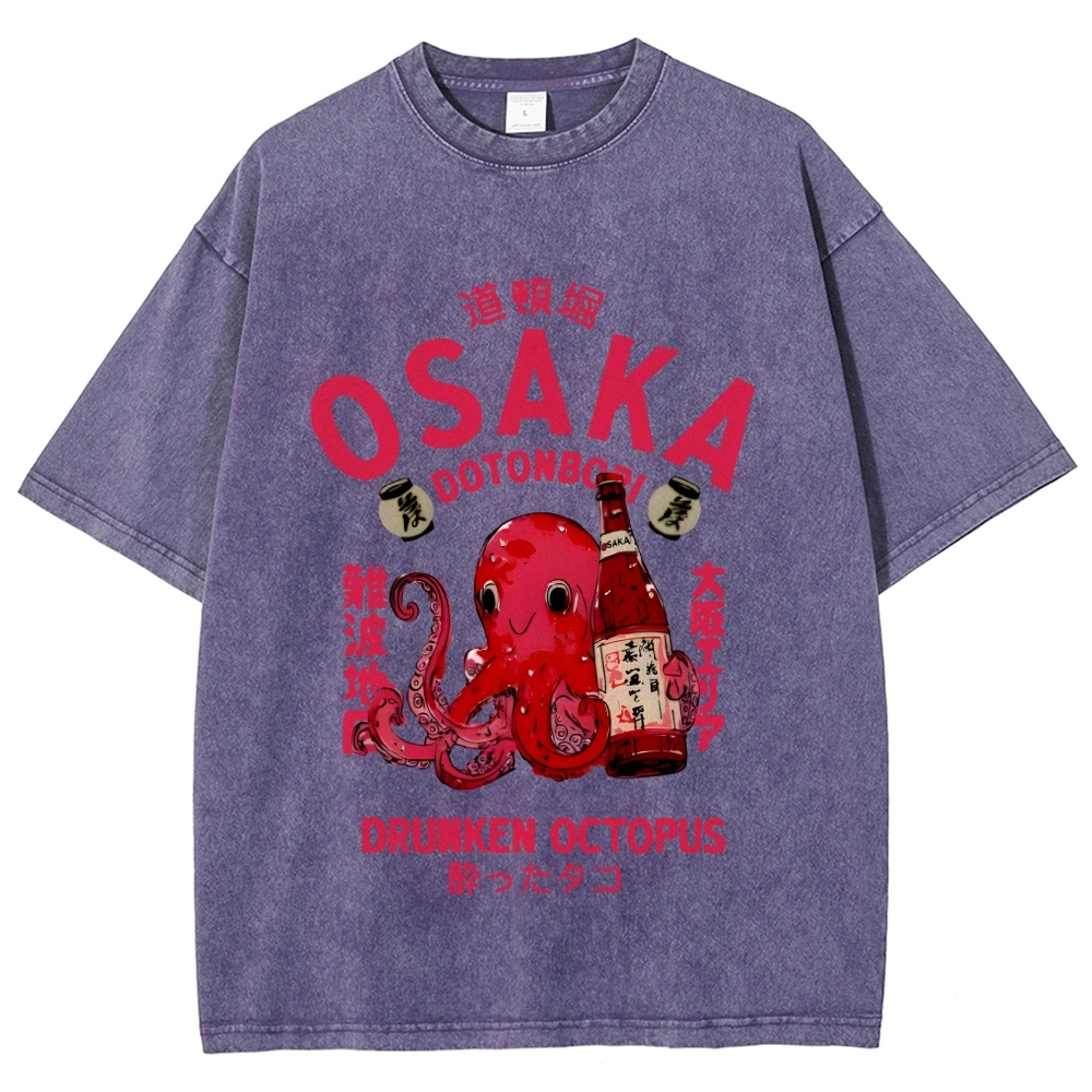 Drunken Octopus Dotonbori Osaka Vintage Washed T-shirt