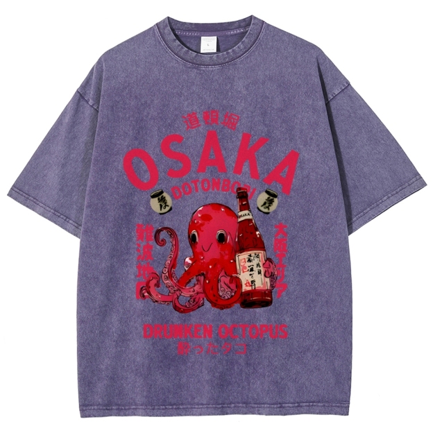 Drunken Octopus Dotonbori Osaka Vintage Washed T-shirt