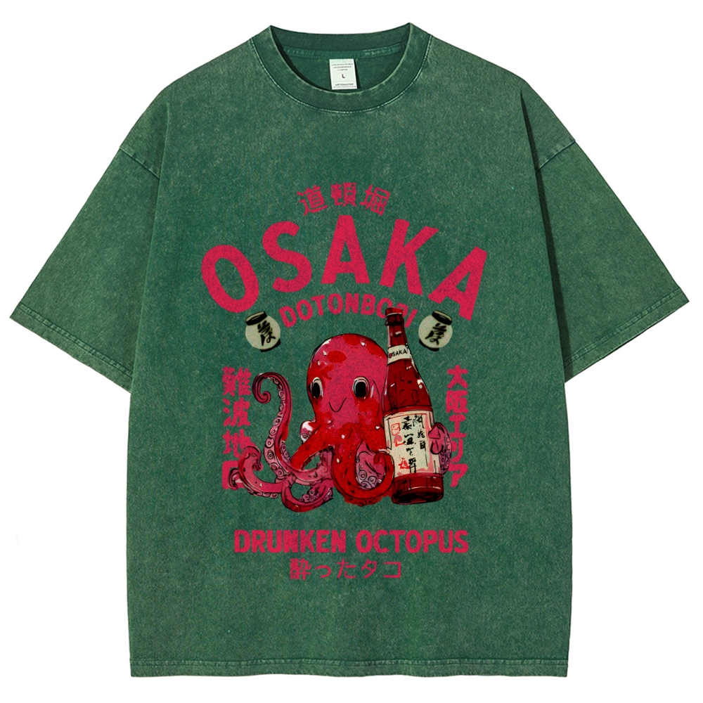 Drunken Octopus Dotonbori Osaka Vintage Washed T-shirt