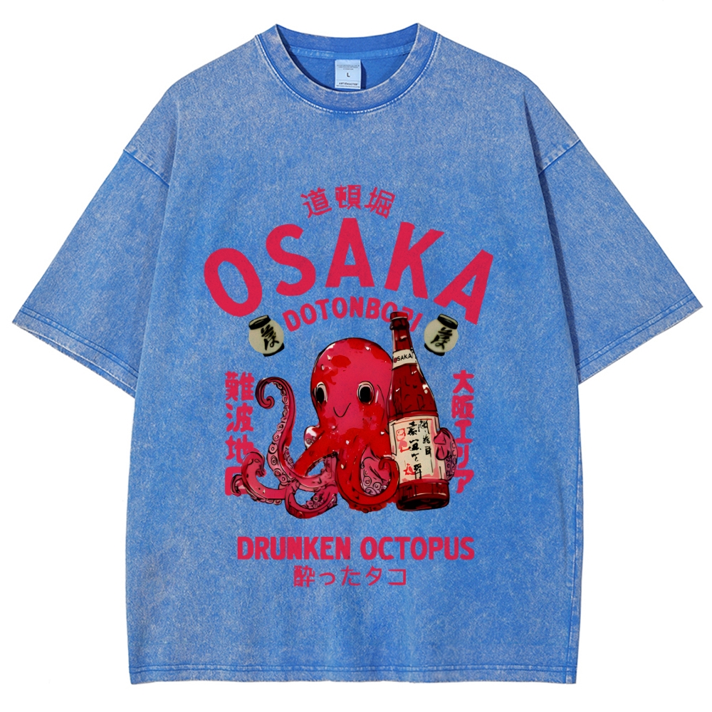 Drunken Octopus Dotonbori Osaka Vintage Washed T-shirt