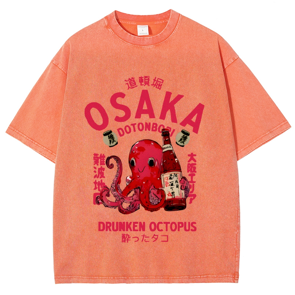 Drunken Octopus Dotonbori Osaka Vintage Washed T-shirt
